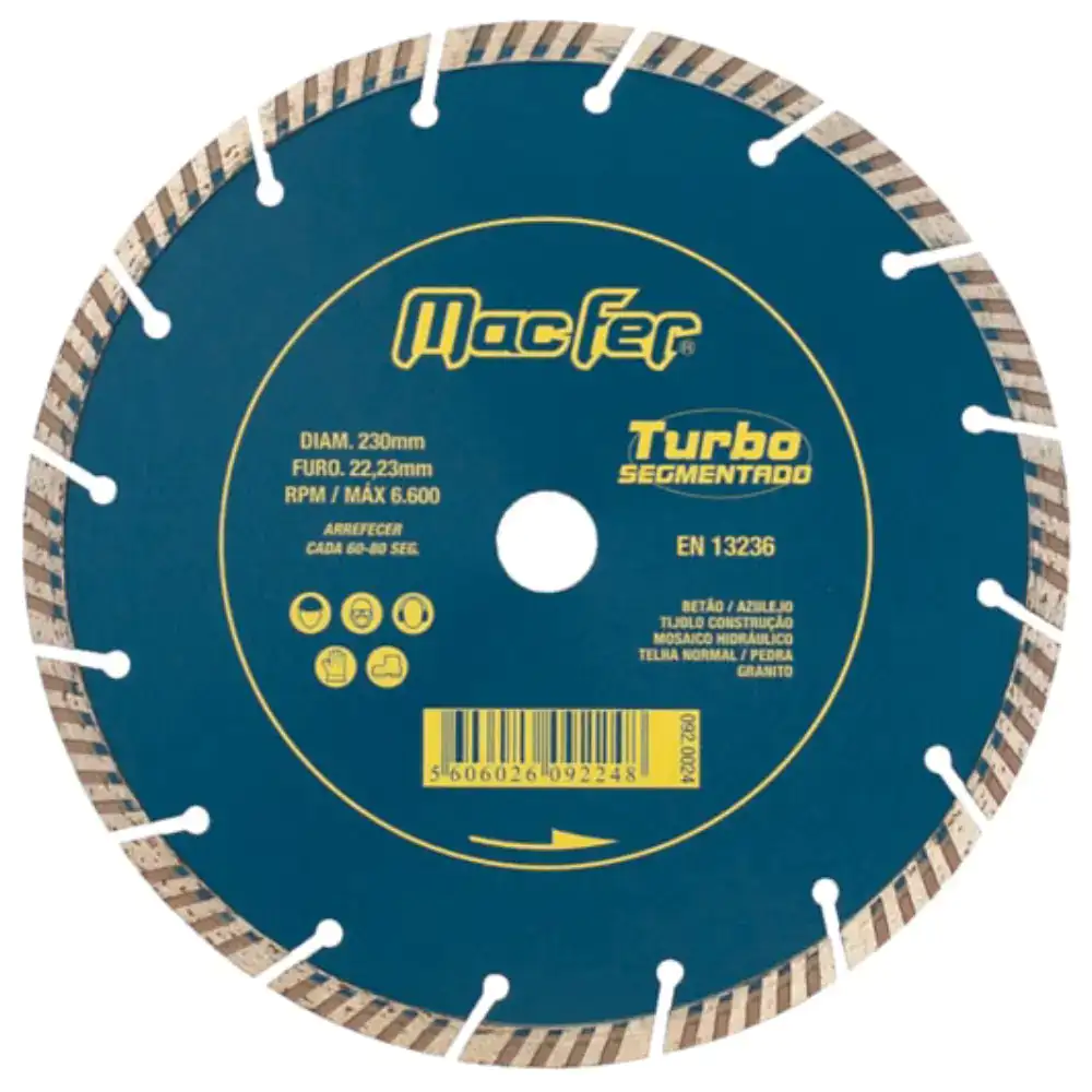 Disco de corte de diamante turbo segmentado MacFer de 115 mm - Disco de corte de diamante turbo segmentado MacFer de 115 mm